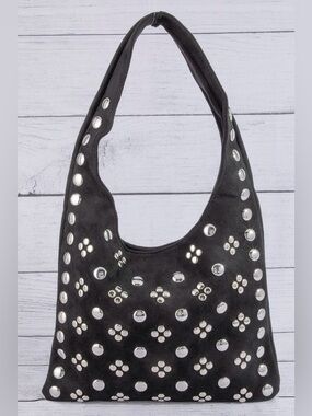Fame Studded Rivets Hobo Shoulder Bag